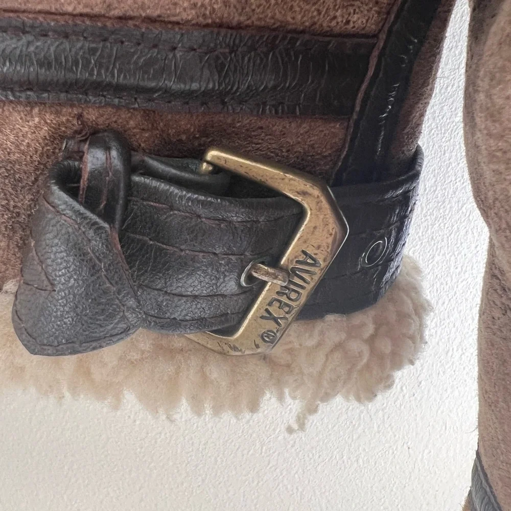 Men's Shearling Aviator Jacket - Brown - Picture 4 of 15